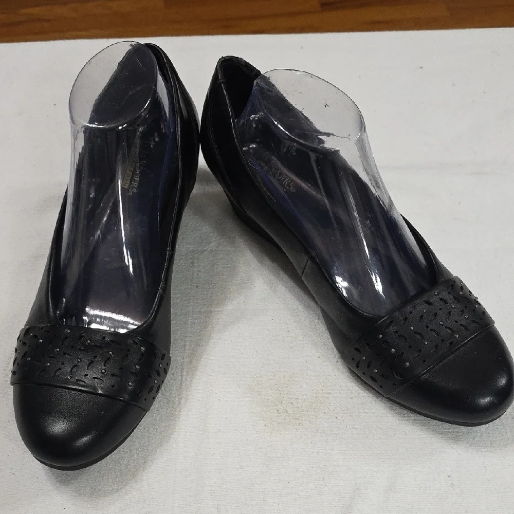 Kim Rogers Memory Foam Women's Wedge Slip-On‎ Shoes Black  Sz 10 GUC *READ*.
